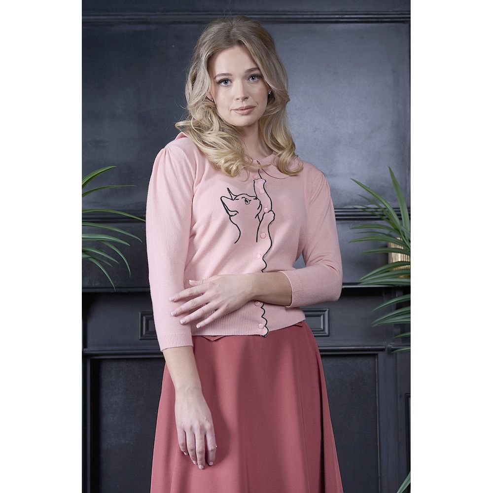 Banned - Cat Scalloped Cardigan - Pink